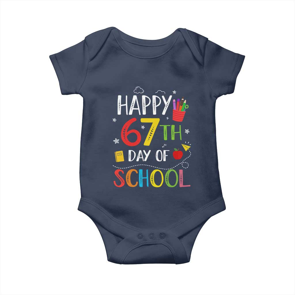 67 Days of School Baby Onesie Happy 67th Day Of School Teachers Student Meme TS10 Navy Print Your Wear