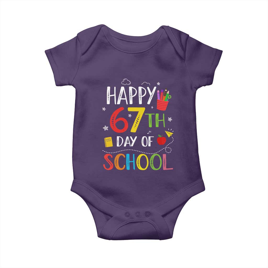 67 Days of School Baby Onesie Happy 67th Day Of School Teachers Student Meme TS10 Purple Print Your Wear
