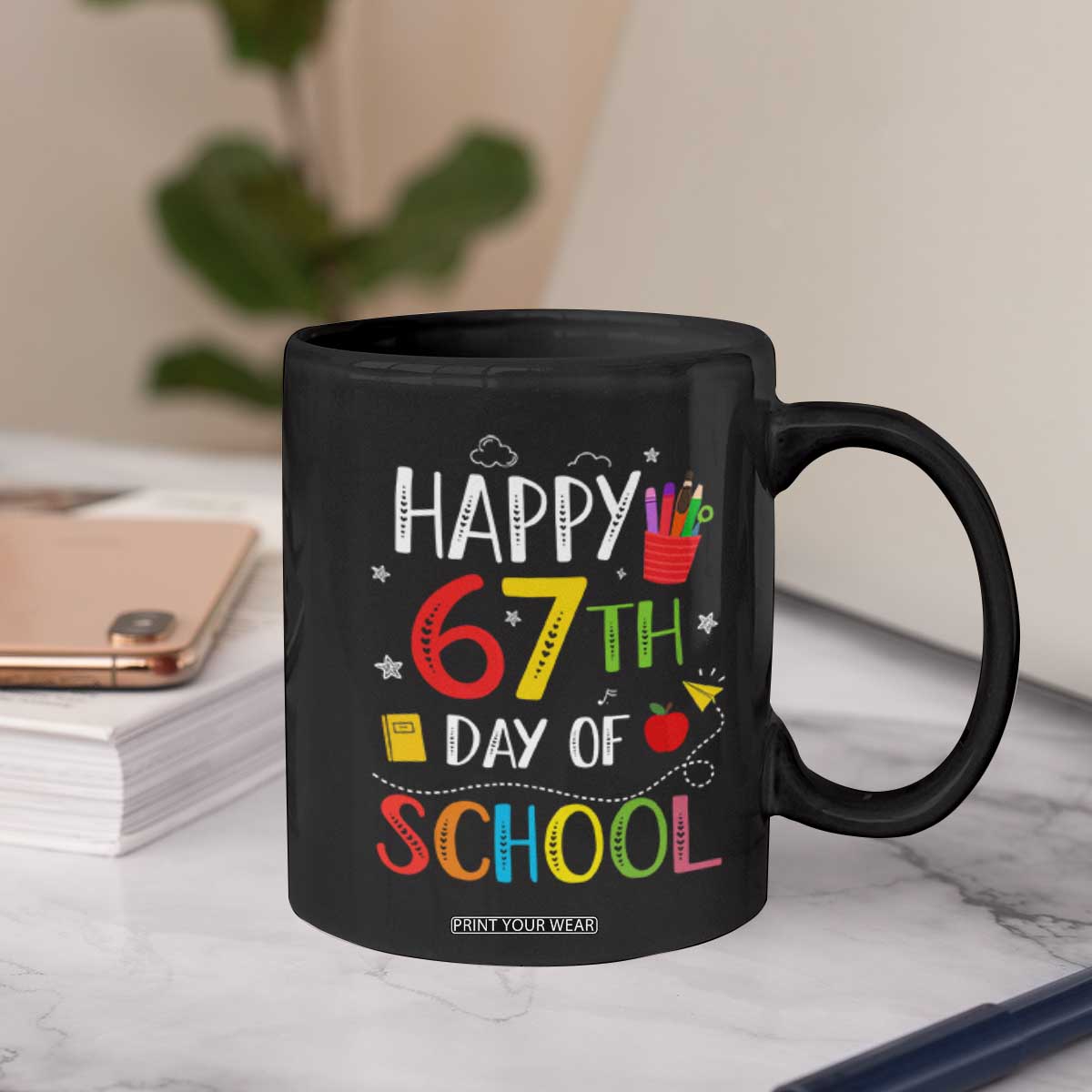 67 Days of School Coffee Mug Happy 67th Day Of School Teachers Student Meme TS10 Print Your Wear