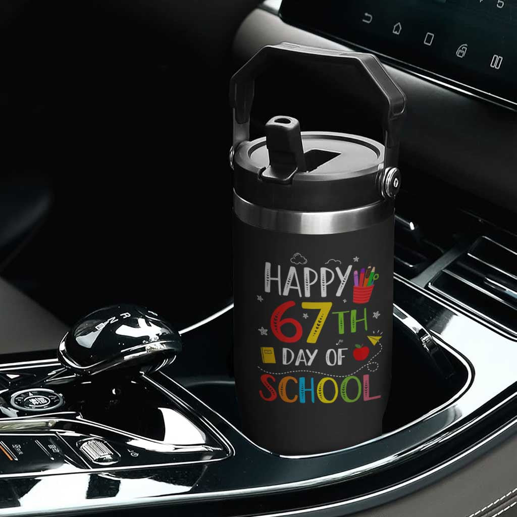 67 Days of School Flip Straw Tumbler Happy 67th Day Of School Teachers Student Meme TS10 Print Your Wear