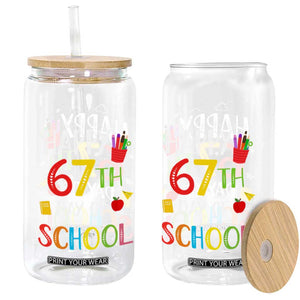 67 Days of School Glass Can Happy 67th Day Of School Teachers Student Meme TS10 Print Your Wear