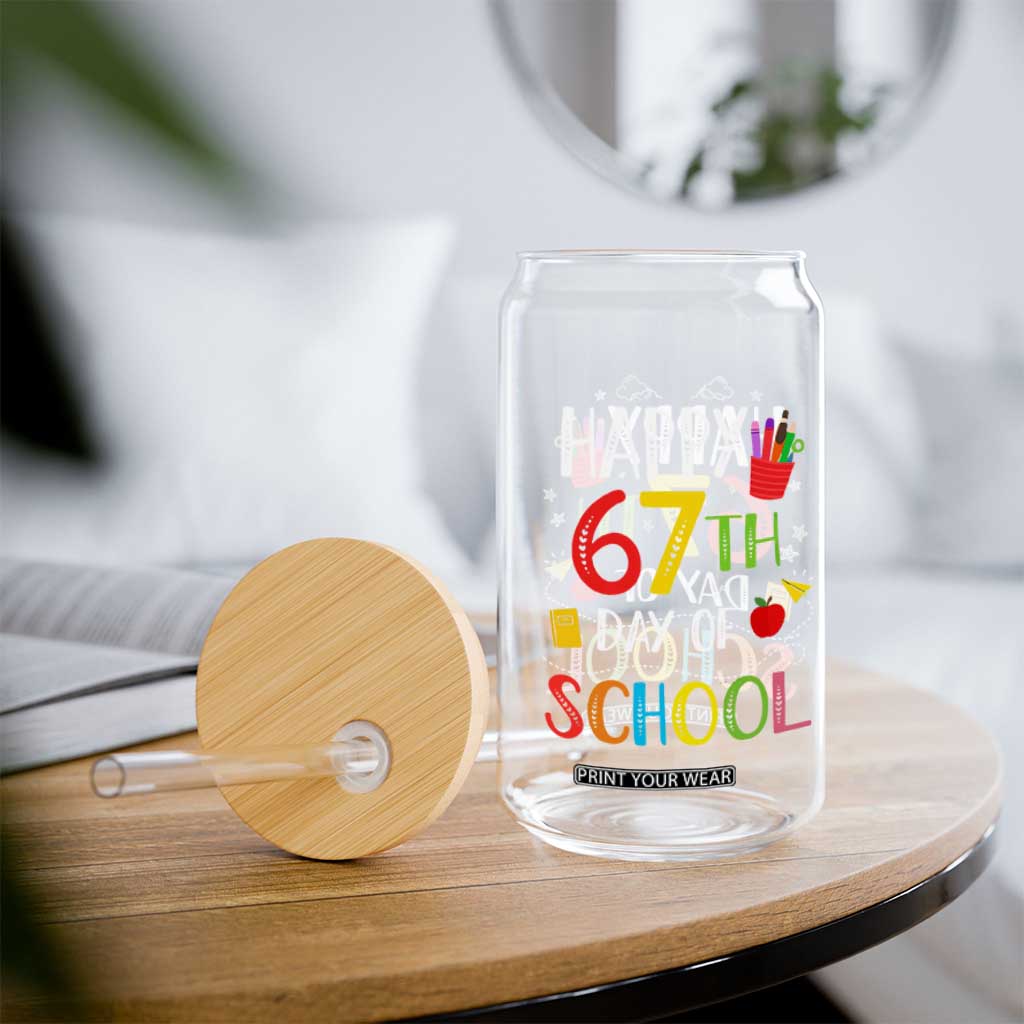 67 Days of School Glass Can Happy 67th Day Of School Teachers Student Meme TS10 Print Your Wear