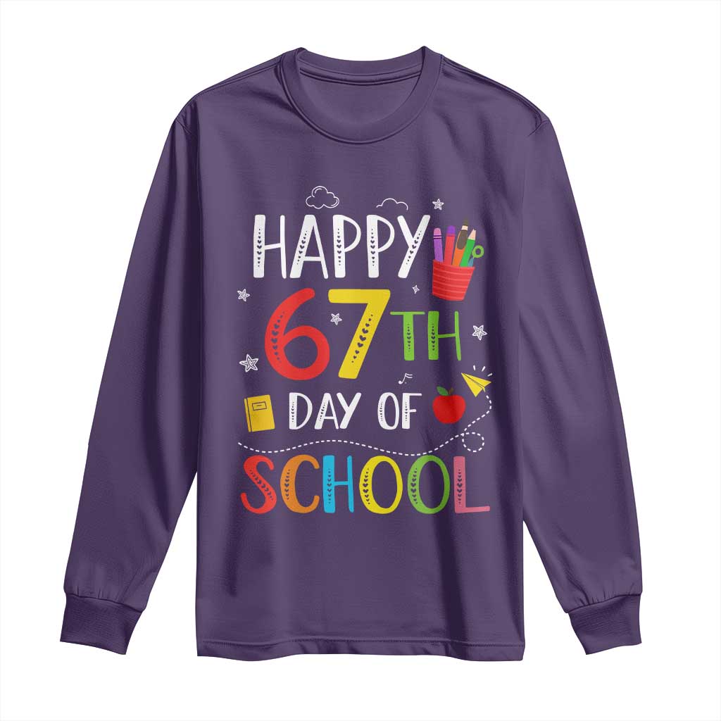 67 Days of School Long Sleeve Shirt Happy 67th Day Of School Teachers Student Meme TS10 Purple Print Your Wear