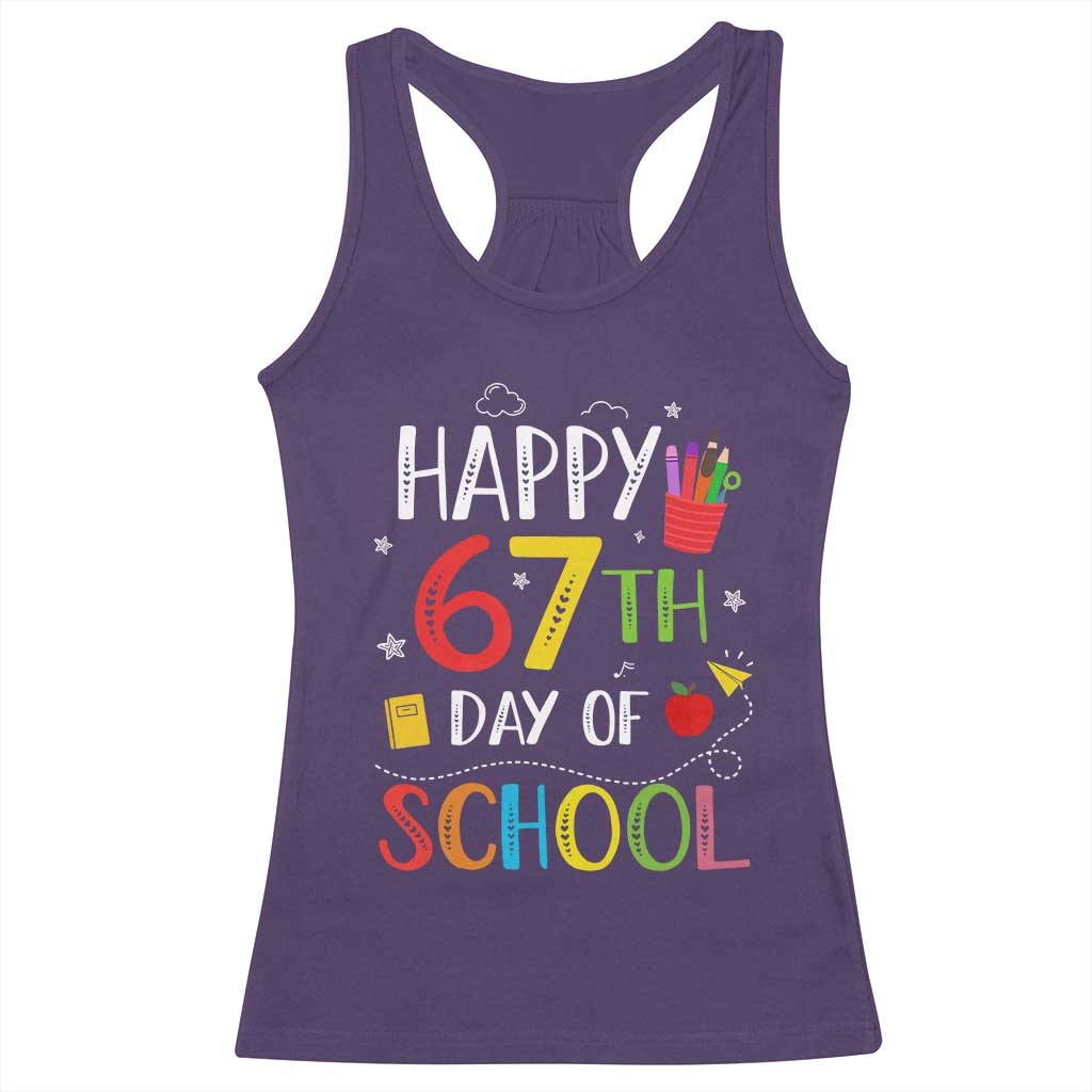 67 Days of School Racerback Tank Top Happy 67th Day Of School Teachers Student Meme TS10 Purple Print Your Wear
