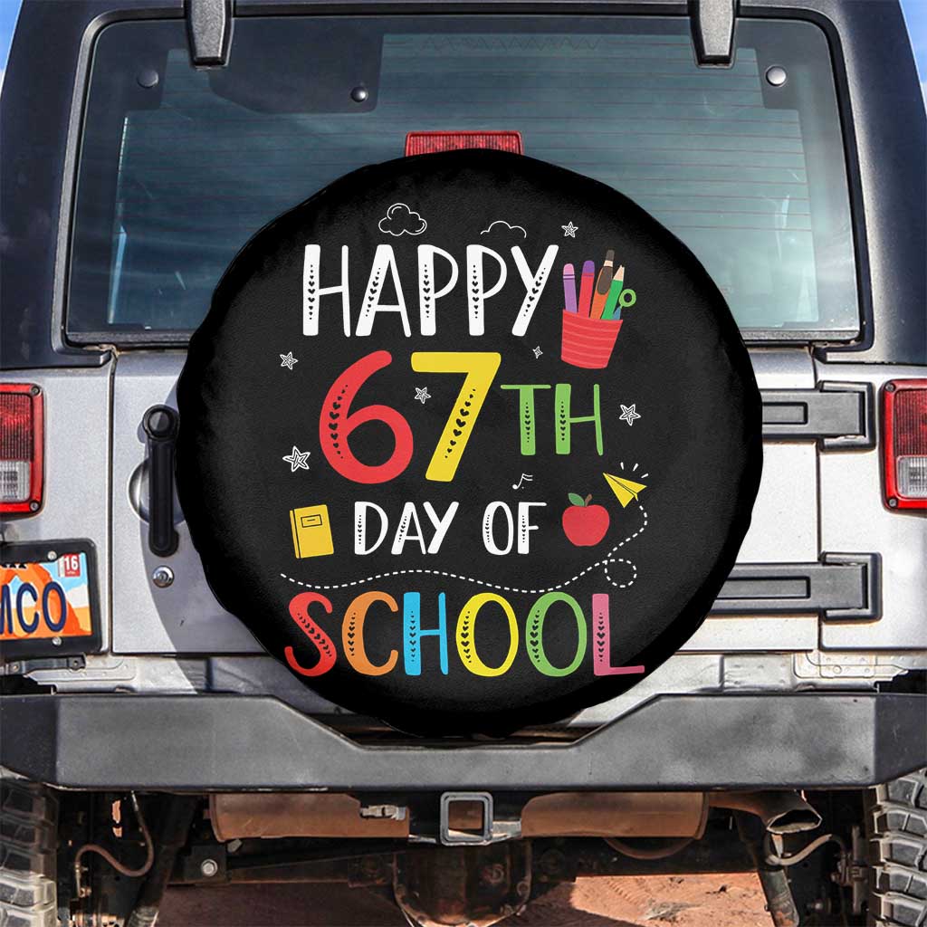 67 Days of School Spare Tire Cover Happy 67th Day Of School Teachers Student Meme TS10 No hole Black Print Your Wear