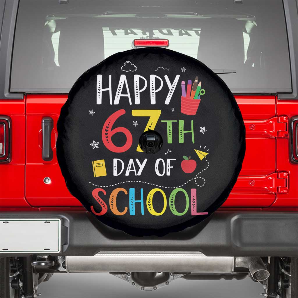 67 Days of School Spare Tire Cover Happy 67th Day Of School Teachers Student Meme TS10 Black Print Your Wear