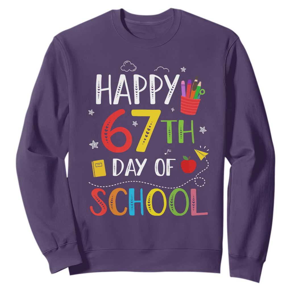 67 Days of School Sweatshirt Happy 67th Day Of School Teachers Student Meme TS10 Purple Print Your Wear
