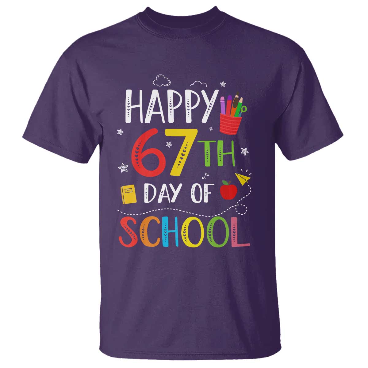67 Days of School T Shirt Happy 67th Day Of School Teachers Student Meme TS10 Purple Print Your Wear