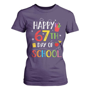 67 Days of School T Shirt For Women Happy 67th Day Of School Teachers Student Meme TS10 Purple Print Your Wear