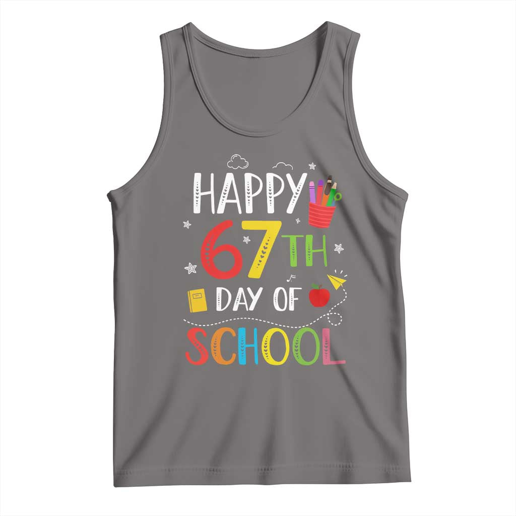 67 Days of School Tank Top Happy 67th Day Of School Teachers Student Meme TS10 Deep Heather Print Your Wear