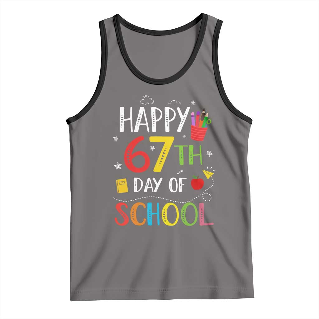 67 Days of School Tank Top Happy 67th Day Of School Teachers Student Meme TS10 Deep Heather Black Print Your Wear