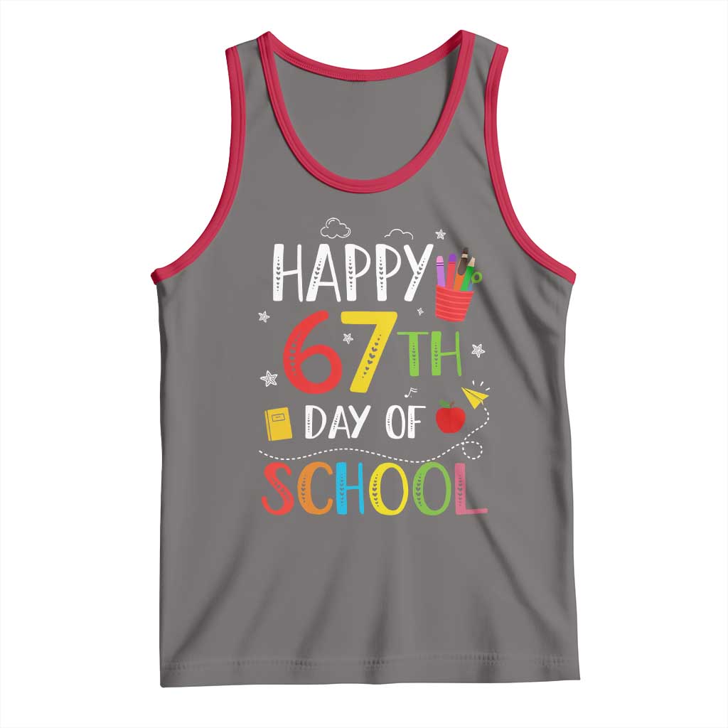 67 Days of School Tank Top Happy 67th Day Of School Teachers Student Meme TS10 Deep Heather Red Print Your Wear