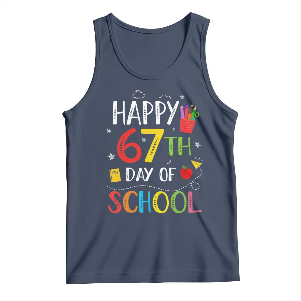 67 Days of School Tank Top Happy 67th Day Of School Teachers Student Meme TS10 Navy Print Your Wear