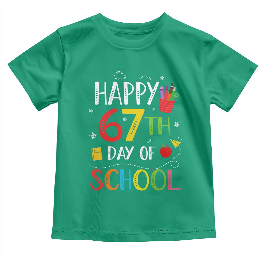 67 Days of School Toddler T Shirt Happy 67th Day Of School Teachers Student Meme TS10 Irish Green Print Your Wear