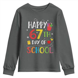 67 Days of School Youth Sweatshirt Happy 67th Day Of School Teachers Student Meme TS10 Dark Heather Print Your Wear