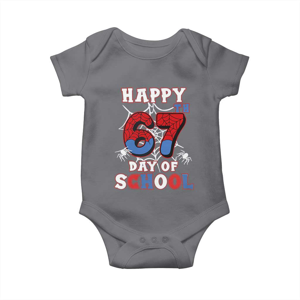 Happy 67th Day Of School Baby Onesie Boys Girls Spider 67 Days TS10 Charcoal Print Your Wear