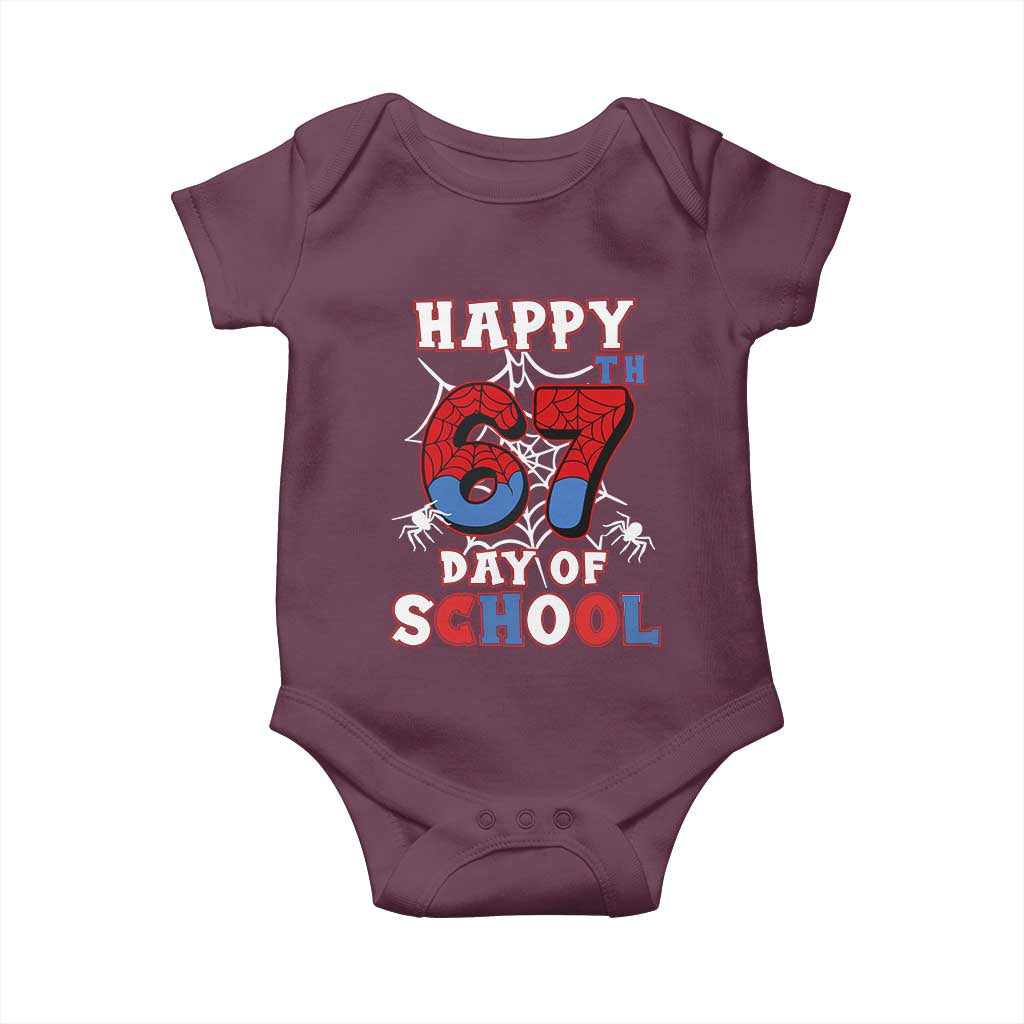 Happy 67th Day Of School Baby Onesie Boys Girls Spider 67 Days TS10 Maroon Print Your Wear