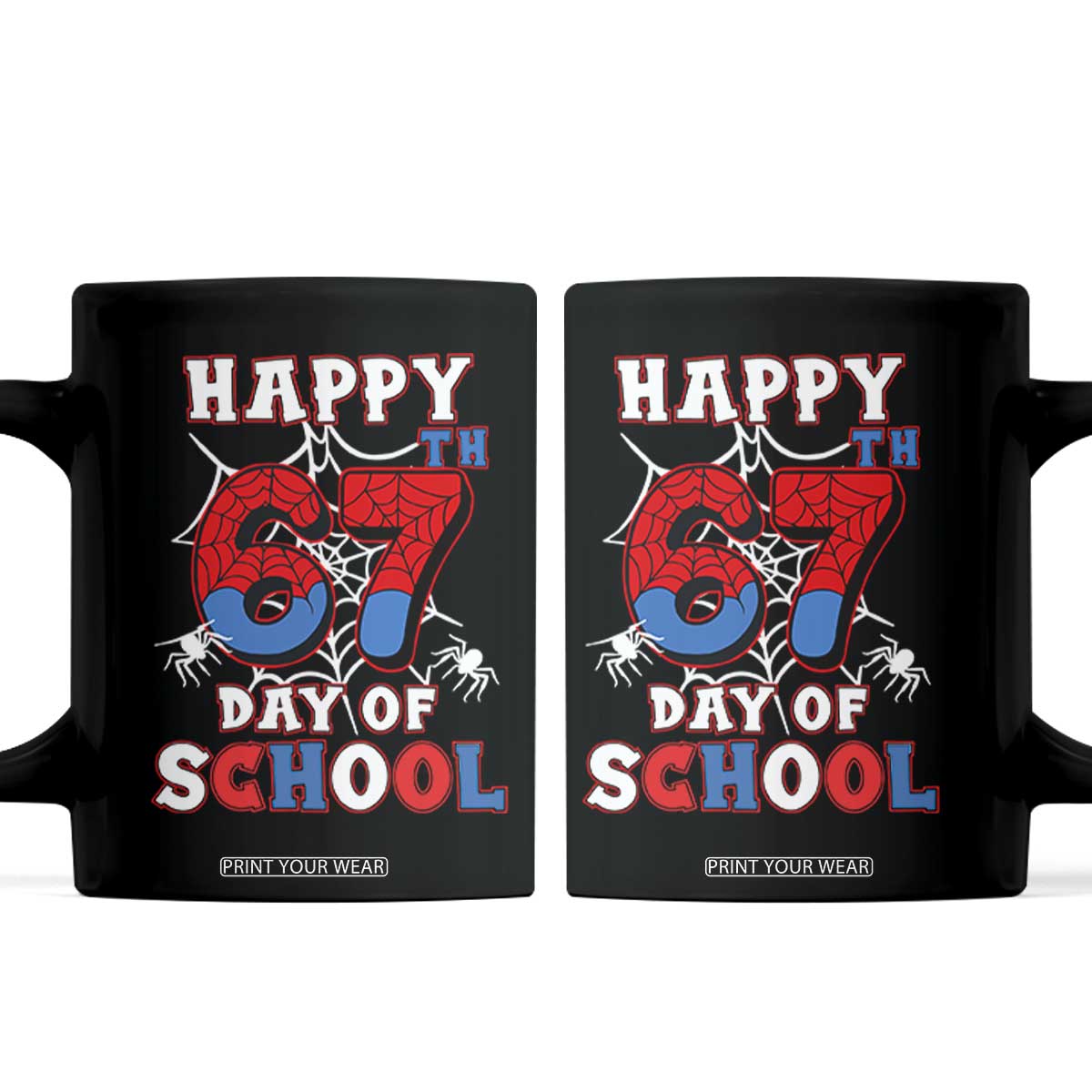Happy 67th Day Of School Coffee Mug Boys Girls Spider 67 Days TS10 Black Print Your Wear