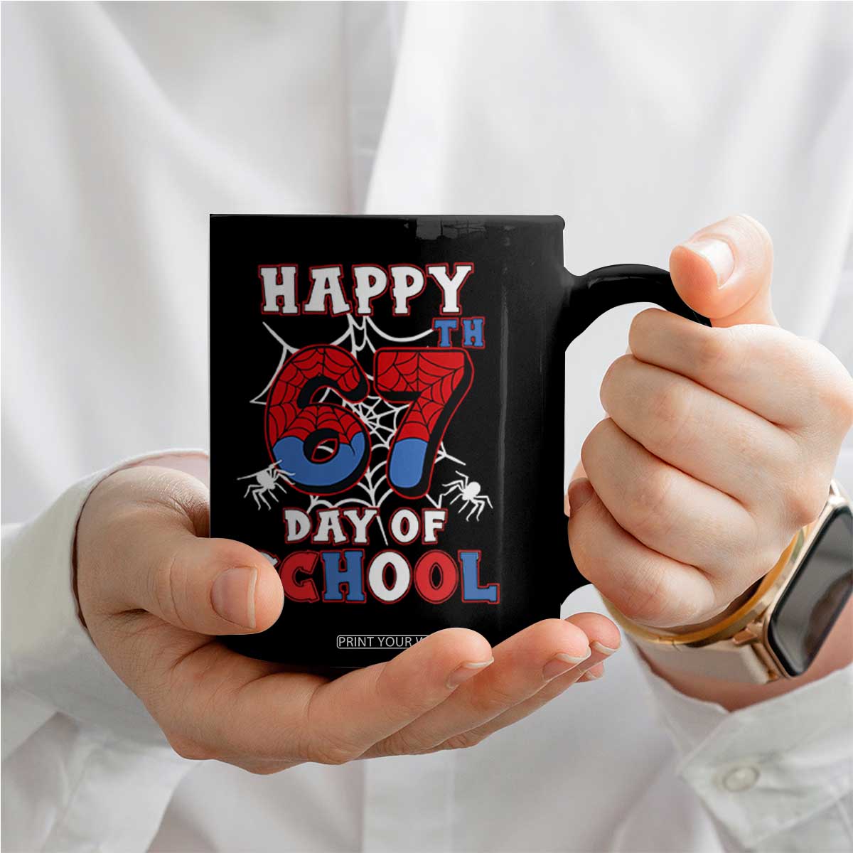 Happy 67th Day Of School Coffee Mug Boys Girls Spider 67 Days TS10 Print Your Wear