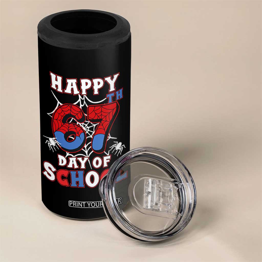 Happy 67th Day Of School 4 in 1 Can Cooler Tumbler Boys Girls Spider 67 Days TS10 Print Your Wear