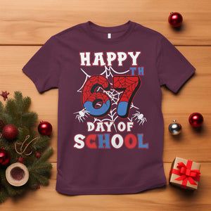 Happy 67th Day Of School T Shirt Boys Girls Spider 67 Days TS10 Maroon Print Your Wear