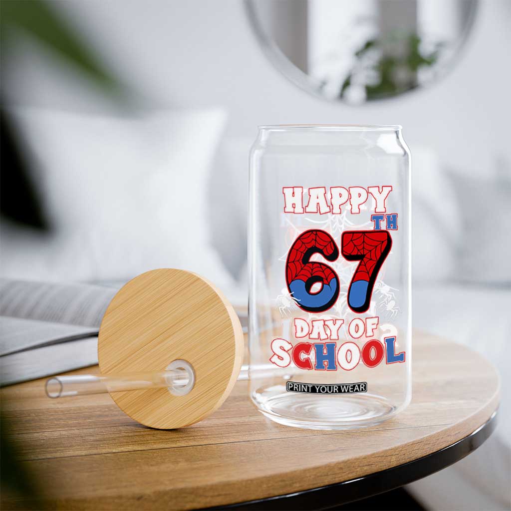Happy 67th Day Of School Glass Can Boys Girls Spider 67 Days TS10 Print Your Wear