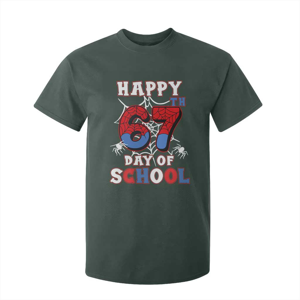 Happy 67th Day Of School T Shirt For Kid Boys Girls Spider 67 Days TS10 Dark Forest Green Print Your Wear