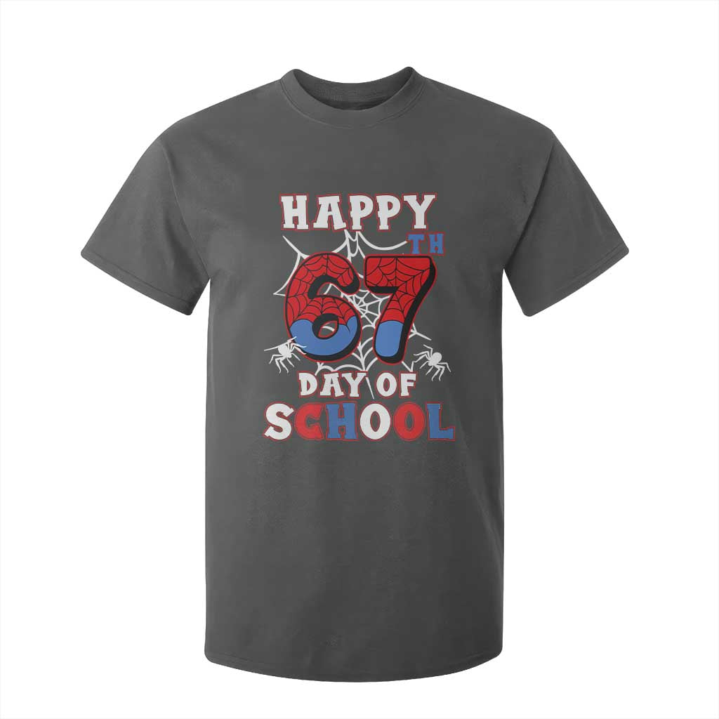 Happy 67th Day Of School T Shirt For Kid Boys Girls Spider 67 Days TS10 Dark Heather Print Your Wear