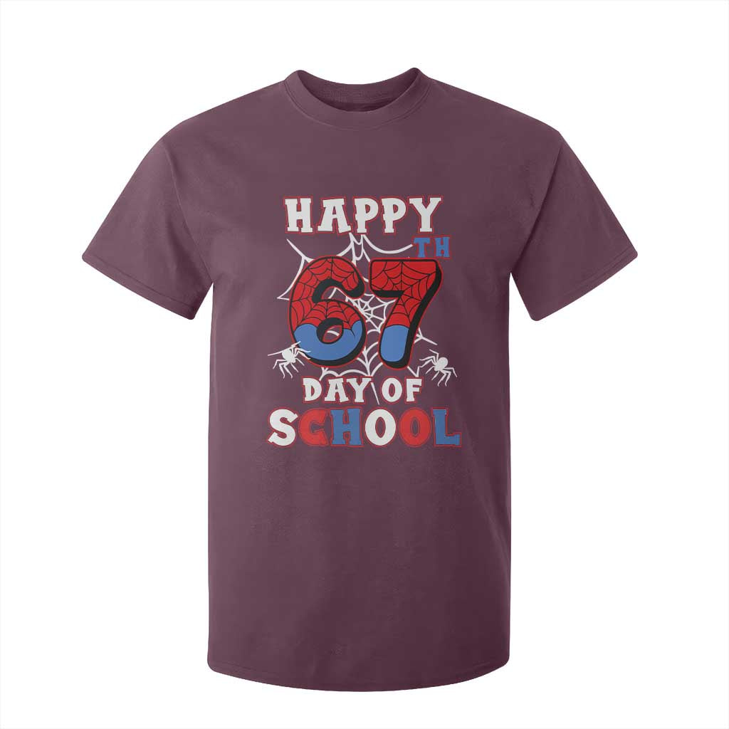 Happy 67th Day Of School T Shirt For Kid Boys Girls Spider 67 Days TS10 Maroon Print Your Wear