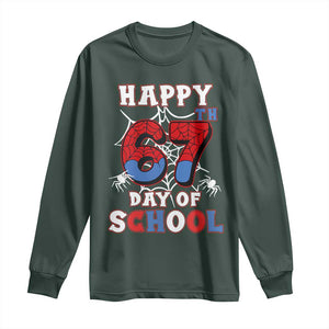 Happy 67th Day Of School Long Sleeve Shirt Boys Girls Spider 67 Days TS10 Dark Forest Green Print Your Wear