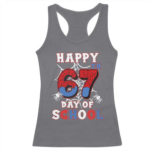 Happy 67th Day Of School Racerback Tank Top Boys Girls Spider 67 Days TS10 Charcoal Print Your Wear