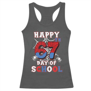 Happy 67th Day Of School Racerback Tank Top Boys Girls Spider 67 Days TS10 Dark Heather Print Your Wear