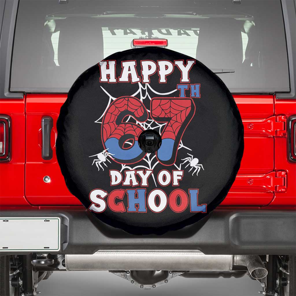 Happy 67th Day Of School Spare Tire Cover Boys Girls Spider 67 Days TS10 Black Print Your Wear