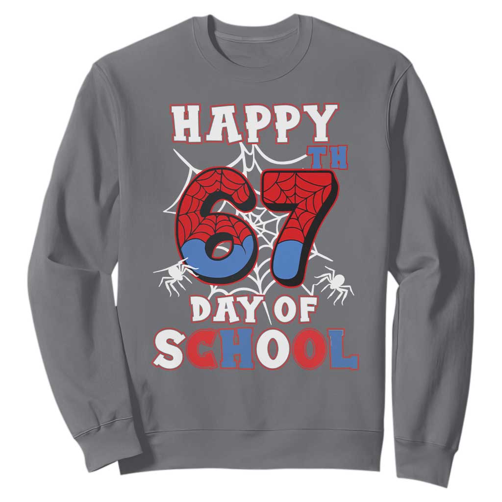 Happy 67th Day Of School Sweatshirt Boys Girls Spider 67 Days TS10 Charcoal Print Your Wear