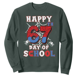 Happy 67th Day Of School Sweatshirt Boys Girls Spider 67 Days TS10 Dark Forest Green Print Your Wear