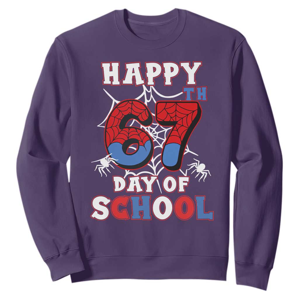 Happy 67th Day Of School Sweatshirt Boys Girls Spider 67 Days TS10 Purple Print Your Wear