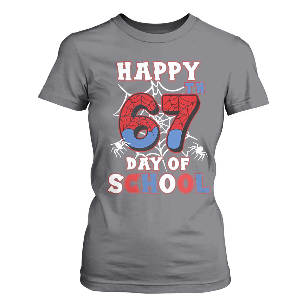 Happy 67th Day Of School T Shirt For Women Boys Girls Spider 67 Days TS10 Charcoal Print Your Wear