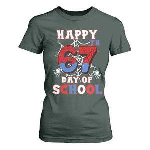 Happy 67th Day Of School T Shirt For Women Boys Girls Spider 67 Days TS10 Dark Forest Green Print Your Wear