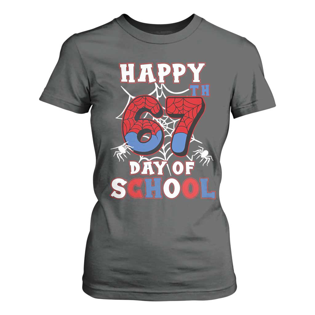 Happy 67th Day Of School T Shirt For Women Boys Girls Spider 67 Days TS10 Dark Heather Print Your Wear