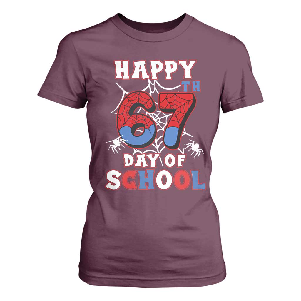Happy 67th Day Of School T Shirt For Women Boys Girls Spider 67 Days TS10 Maroon Print Your Wear