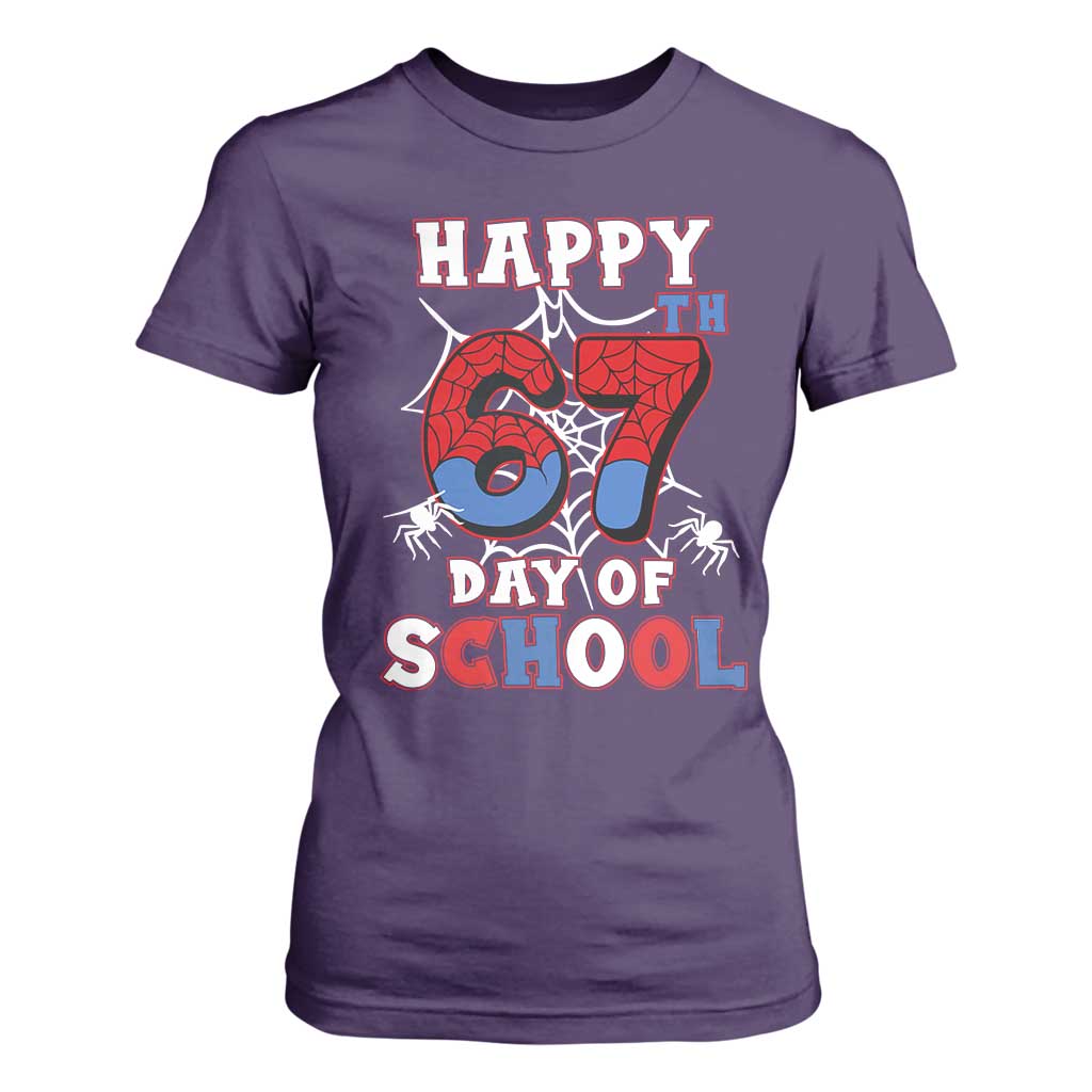 Happy 67th Day Of School T Shirt For Women Boys Girls Spider 67 Days TS10 Purple Print Your Wear