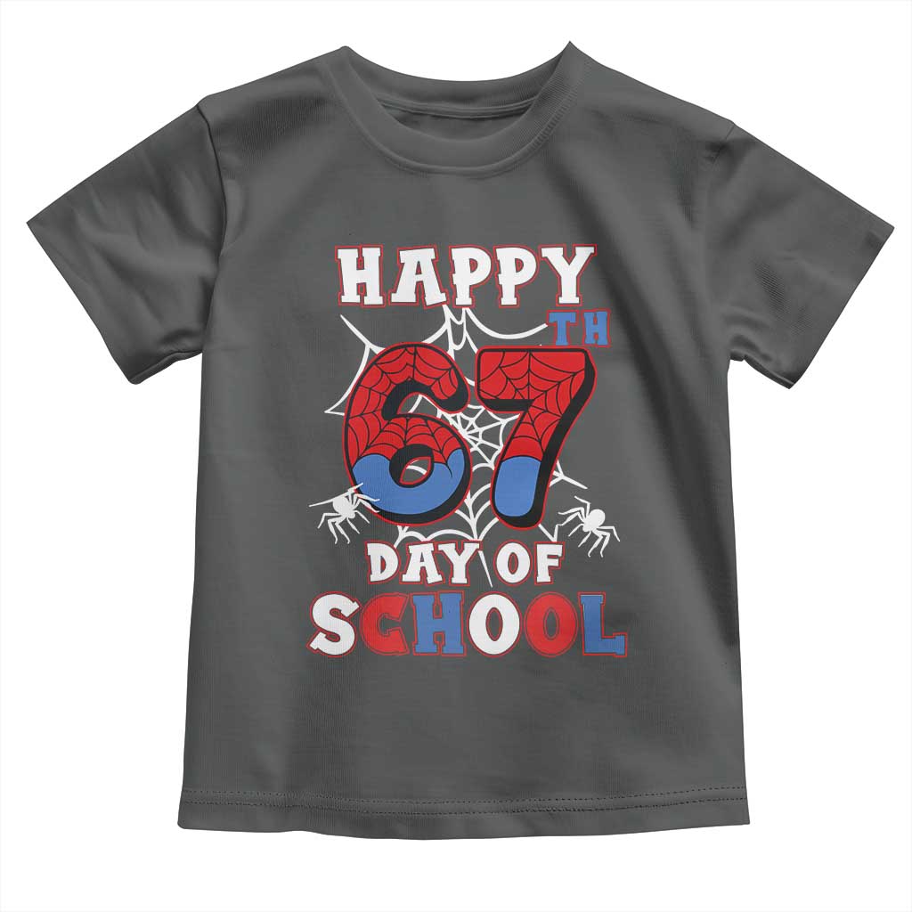 Happy 67th Day Of School Toddler T Shirt Boys Girls Spider 67 Days TS10 Dark Heather Print Your Wear