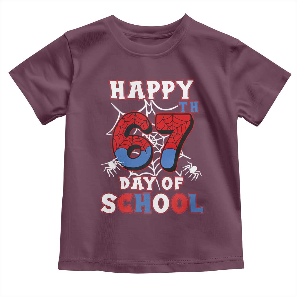 Happy 67th Day Of School Toddler T Shirt Boys Girls Spider 67 Days TS10 Maroon Print Your Wear