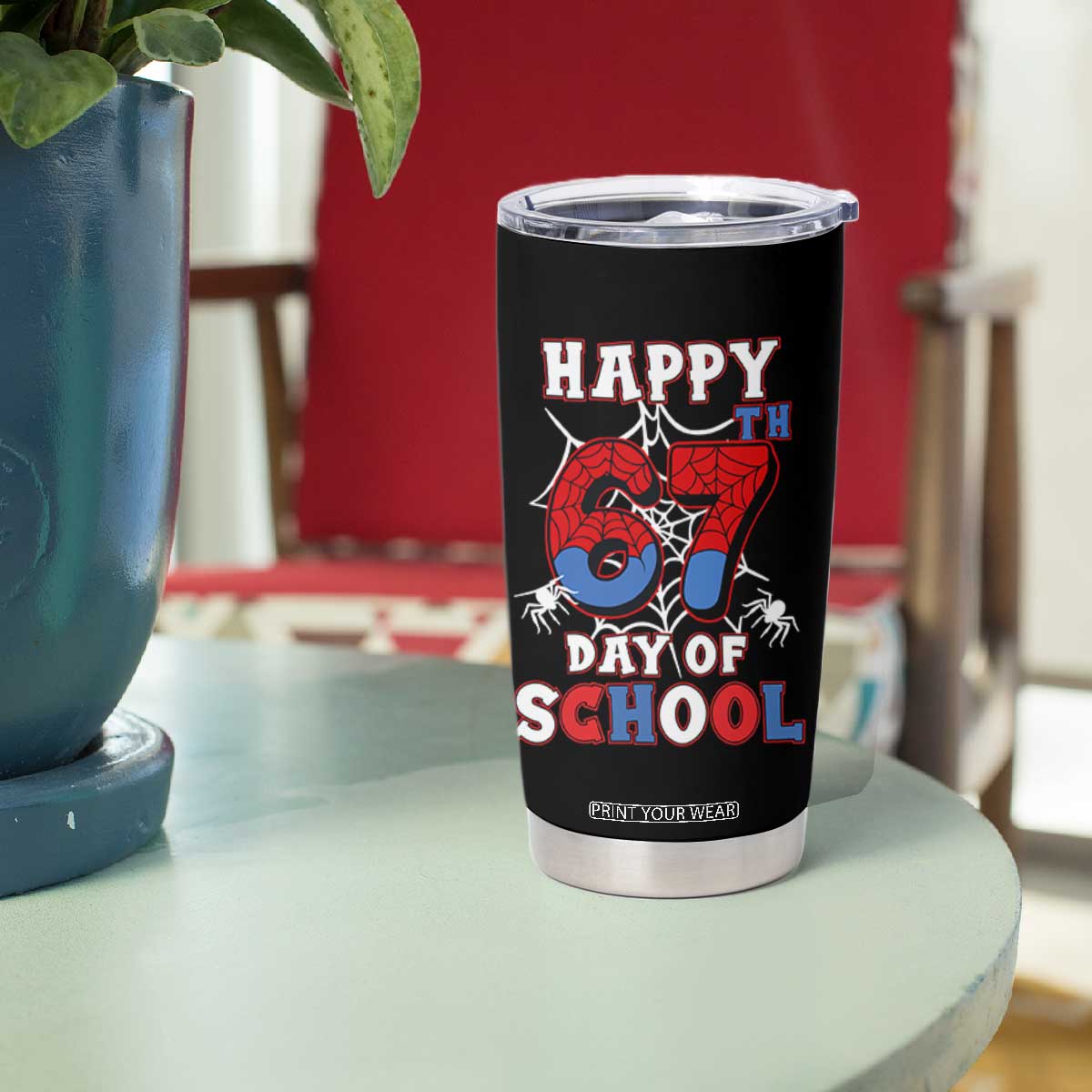Happy 67th Day Of School Tumbler Cup Boys Girls Spider 67 Days TS10 Print Your Wear