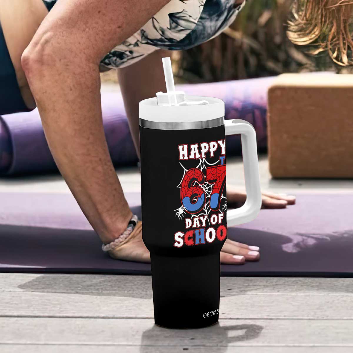 Happy 67th Day Of School Tumbler With Handle Boys Girls Spider 67 Days TS10 Print Your Wear