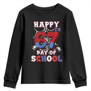 Happy 67th Day Of School Youth Sweatshirt Boys Girls Spider 67 Days TS10 Black Print Your Wear