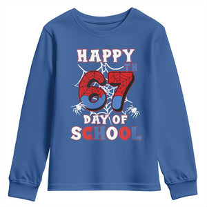 Happy 67th Day Of School Youth Sweatshirt Boys Girls Spider 67 Days TS10 Royal Blue Print Your Wear