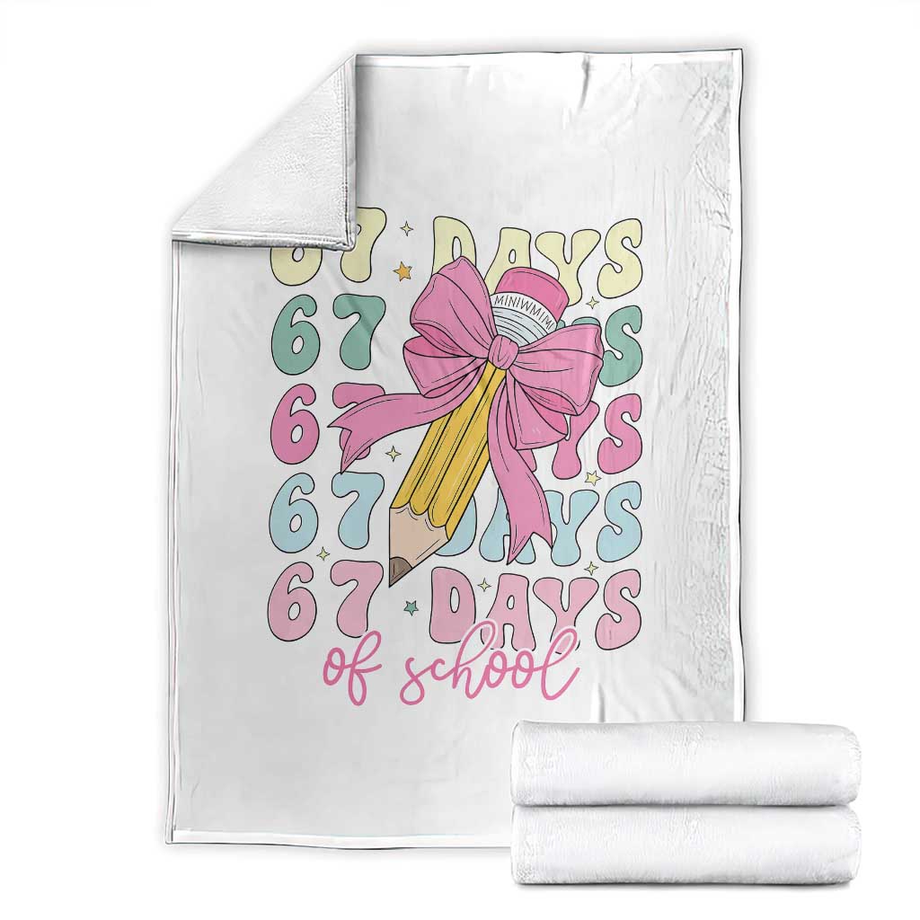 67 Days of School Coquette Bow Throw Blanket Funny Six Seven Meme 67th Day Teacher Student TS10 White Print Your Wear
