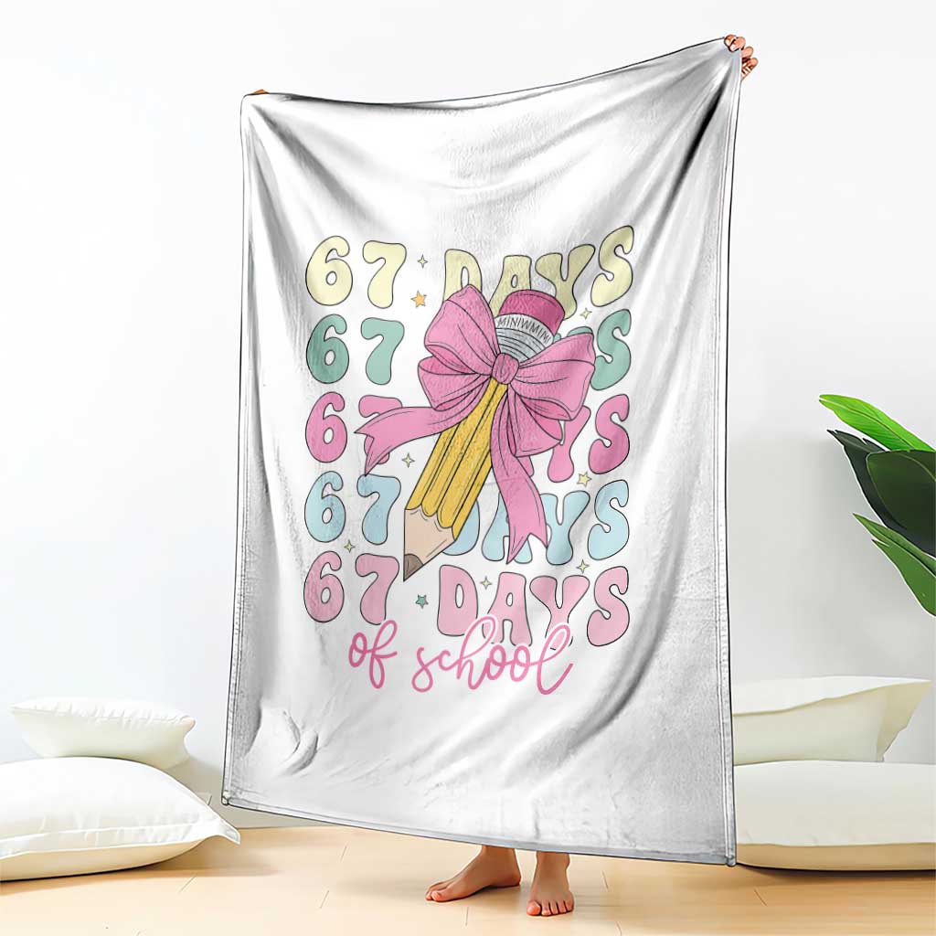 67 Days of School Coquette Bow Throw Blanket Funny Six Seven Meme 67th Day Teacher Student TS10 Print Your Wear