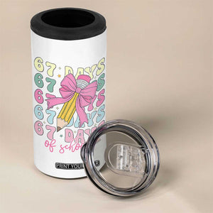67 Days of School Coquette Bow 4 in 1 Can Cooler Tumbler Funny Six Seven Meme 67th Day Teacher Student TS10 Print Your Wear